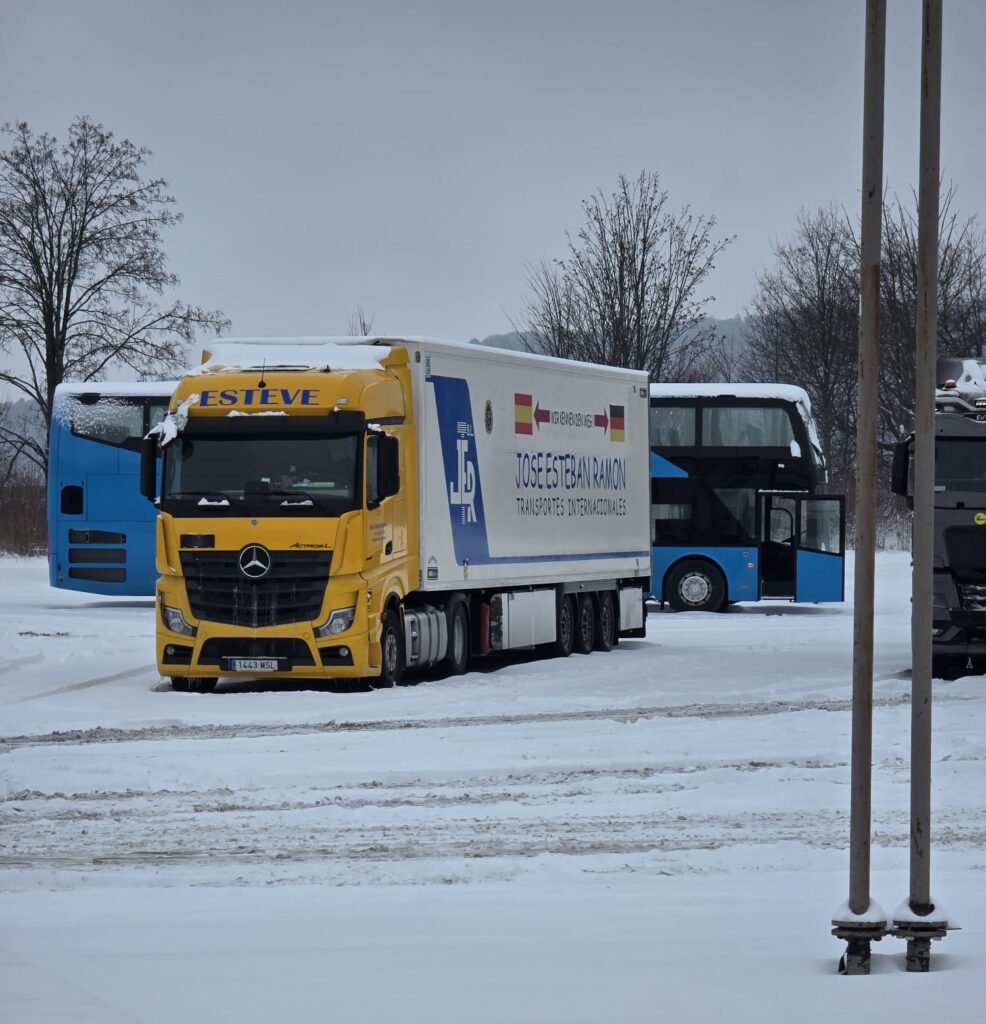 camion en calle nevada